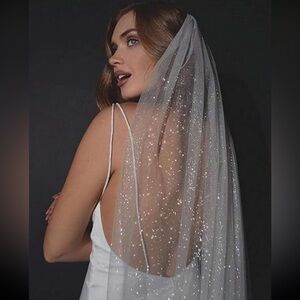 Elegant White Sparkling Veil, Sparkling White Wedding Veil